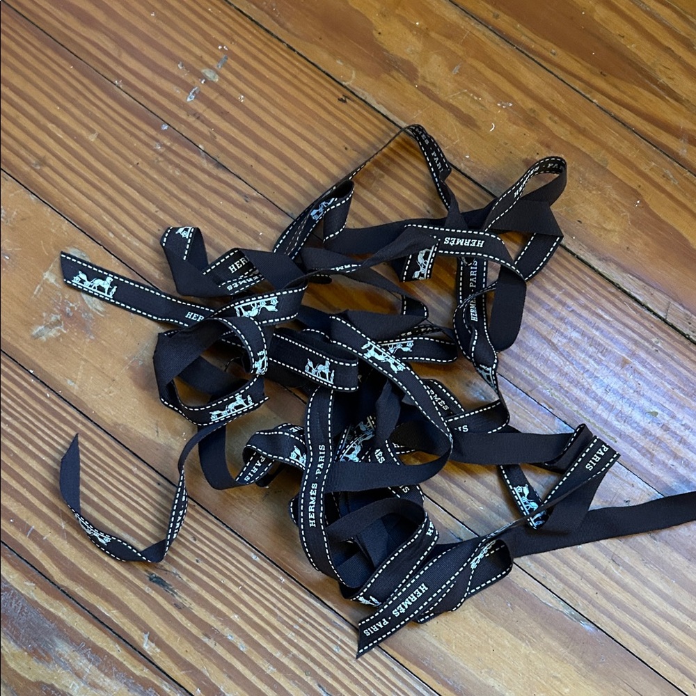 Hermes Black and White Ribbon Scarf